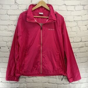 Columbia Packable Jacket Womens Sz XL Pink Magenta Lightweight Hiking Full Zip